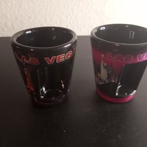 Pair Of Ceramic LAS VEGAS shot glasses